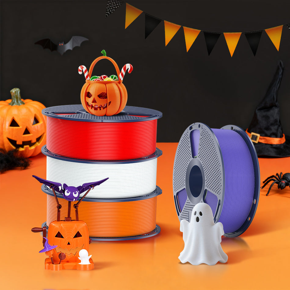 Pacchetto Filamenti Halloween SUNLU – Mescola e Abbinati 4 Colori e Materiali (Scegli tra Bianco / Viola / Rosso / Arancione)