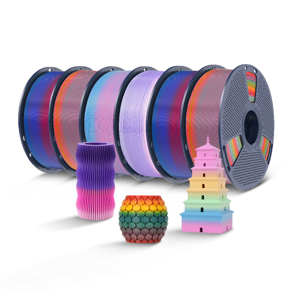 [-2 € cadauno acquistando 3 pezzi] Filamento Arcobaleno PLA, SILK, PETG per Stampante 3D 1KG