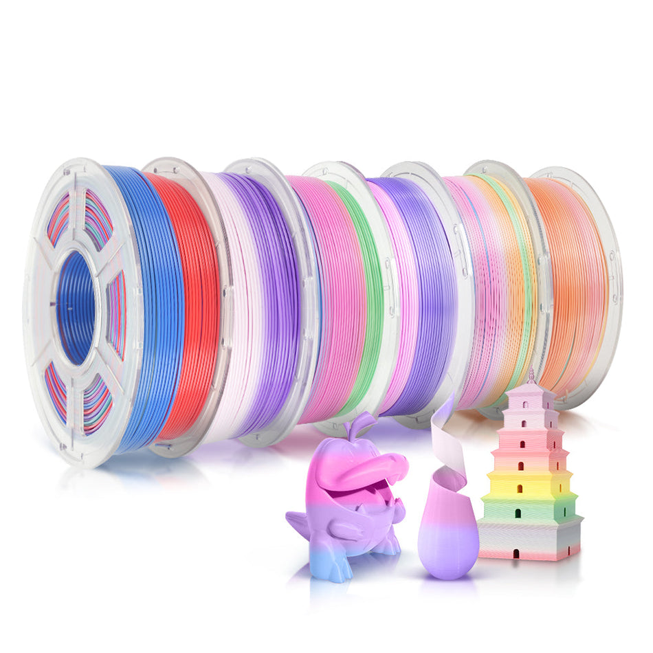 [-2 € cadauno acquistando 3 pezzi] Filamento Arcobaleno PLA, SILK, PETG per Stampante 3D 1KG