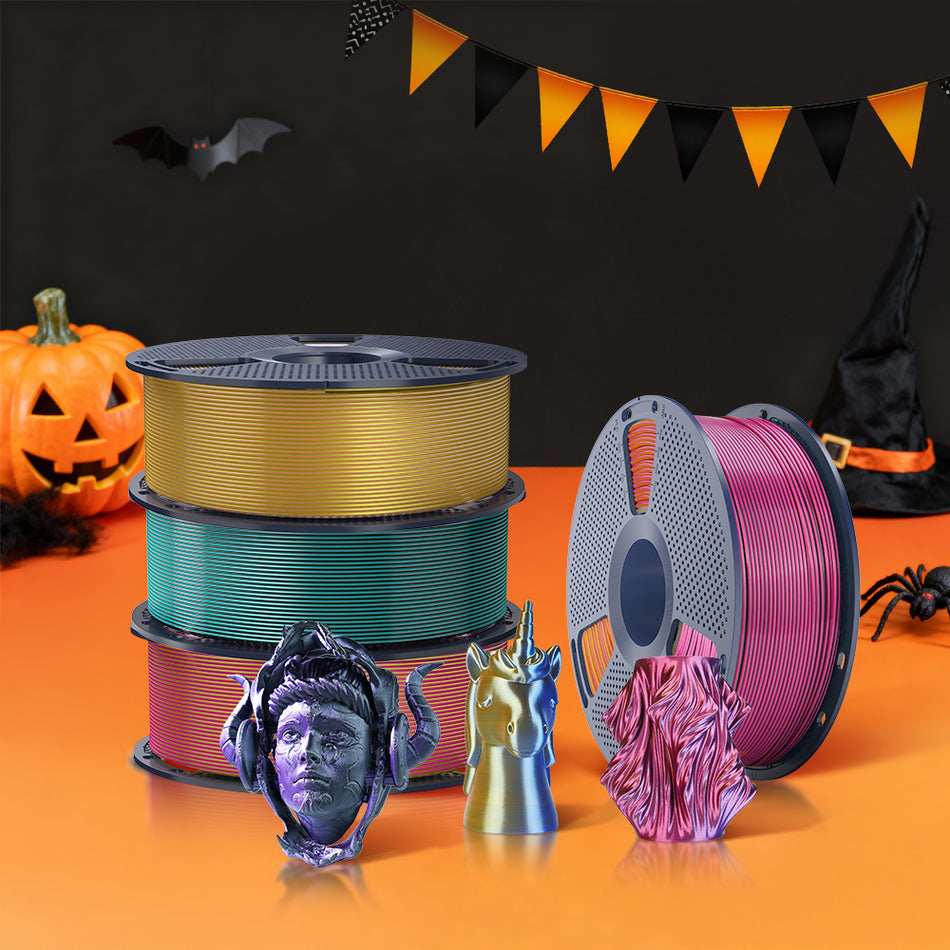 [Offerta Speciale Halloween MOQ: 3KG] Filamento in Seta Multicolore (bicolore, tricolore, quattro colori) per Stampante 3D, 1 kg